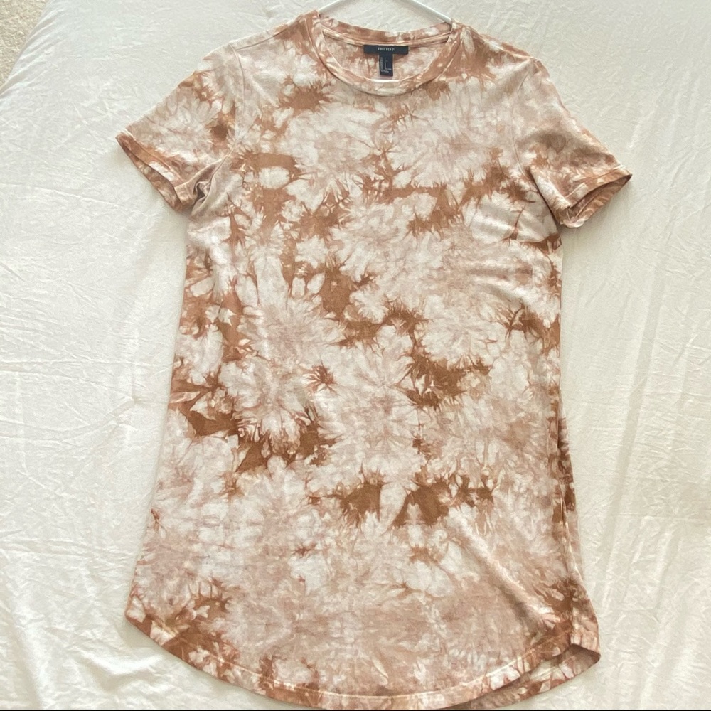 Tan tie-dye T-shirt dress